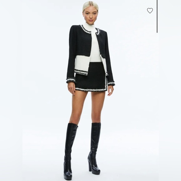 NWT Alice + Olivia Kidman Two-Fer Boxy Raw Edge Jacket Size Small $595 - Picture 10 of 16